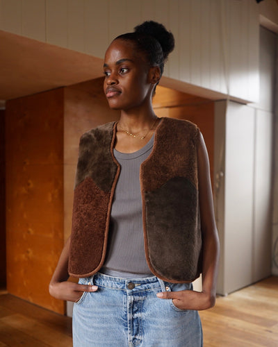 Sheepskin Waistcoat Brown