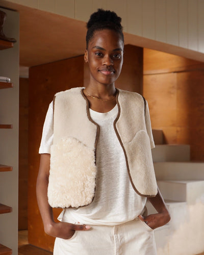 Sheepskin Waistcoat Cream