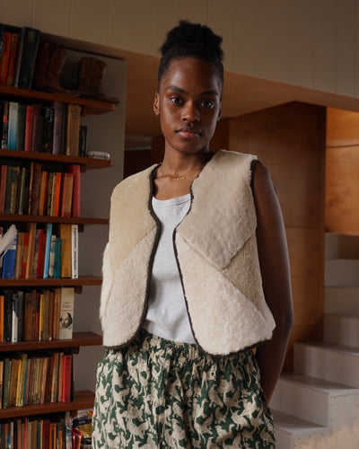 Sheepskin Waistcoat Stone