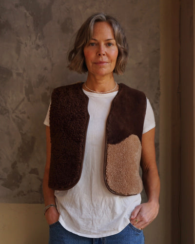 Sheepskin Waistcoat Brown