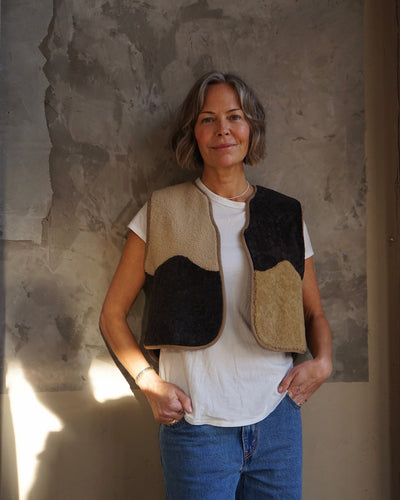 Sheepskin Waistcoat Straw